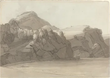 Een rotsachtige kust bij Coombmartin, Devon (Combe Martin Bay)