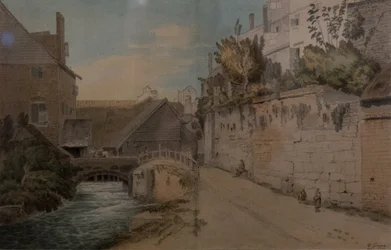 Exeter tussen Quay Gate en West Gate, buiten de stadsmuren