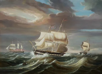 Blackwall-fregatten in een stevige bries