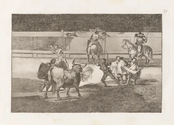 Banderillas met vuurwerk, Plaat 31 uit La tauromaquia