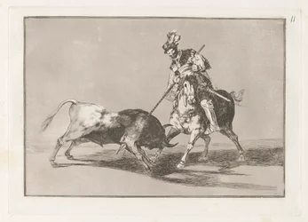 El Cid Campeador die een Andere Stier Lans, Plaat 11 uit La tauromaquia