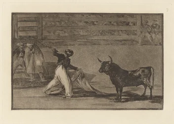 Oorsprong van de Harpoenen of Banderillas, Plaat 7 uit La tauromaquia