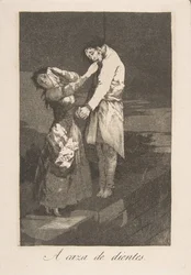 Plaat 12 uit Los Caprichos: Op jacht naar tanden, 1799