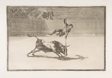 Plaat 20 uit de Tauromaquia: De behendigheid en stoutmoedigheid van Juanito Apiñani in de arena, 1816