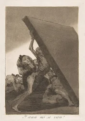 Plaat 59 uit Los Caprichos: En nog steeds gaan ze niet! Y aun no se van!, 1799