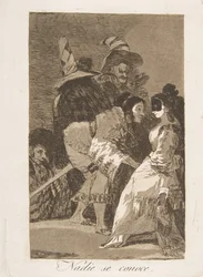 Plaat 6 uit Los Caprichos: Niemand kent zichzelf Nadie se conoce., 1799