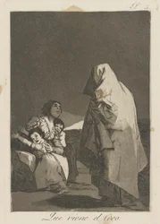 Que viene el loco. (Hier komt de boeman.), pl. 3 uit de serie Los caprichos