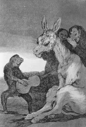 Bravo!, een karikatuur van muzikale avonden georganiseerd door de Spaanse premier, Manuel de Godoy (1767-1851) voor koning Karel IV van Spanje (1748-1819), plaat 38 van 