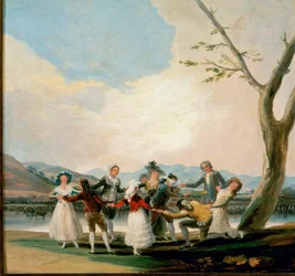Blindemannetje, beeldverhaal voor wandtapijt (schilderij op doek)