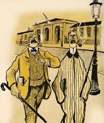 Twee Engelsen lopen langs een mortuarium, 1903