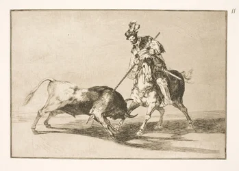 El Cid Campeador doorboort een andere stier