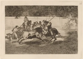 El esforzado Rendon picando un toro, de cuya suerte murio en plaza de Madrid