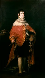 Portret van de koning van Spanje, Ferdinand VII (1784-1833) met zijn koninklijke mantel