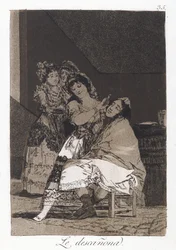 Ze Plukt Hem (Le descanona), plaat 35 van Los Caprichos, ca.1797-98