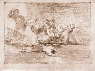 De rampen van de oorlog: Schandelijke winst (tekening)