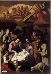 Aanbidding van de herders. Schilderij door Francisco de Zurbaran (1598-1664) 17e eeuw. Dim. 2,67 x 1,85 m. Grenoble, Museum voor Schone Kunsten