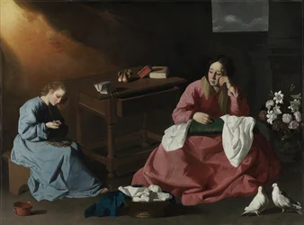 Christus en de Maagd in het huis in Nazareth, c.1640