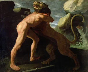 Hercules vecht met de Nemeïsche leeuw