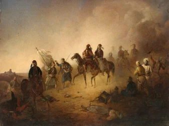 Markos Botzaris (ca. 1788-1823) bij de Slag om Karpenisi, in de nacht van 8 augustus