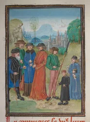 (detail) van een miniatuur van de Zeven Leeftijden van de Mens