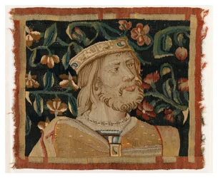 Tapijtfragment met het hoofd van een koning, late 15e eeuw (wol & zijde)