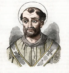 Antiquiteit: voorstelling van Paus Fabianus (Fabian of Fabiano of Fabianus) (236-250) Tekening uit 