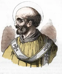 Antiquiteit: voorstelling van Paus Sixtus II (Sixtus of Sisto) (258) Tekening uit 