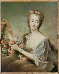 Madame Du Barry, maîtresse van Louis XVe, als de Godin Flora ... (schilderij op doek)