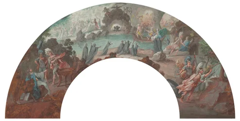 Aeneas in de onderwereld, ontwerp voor een waaier