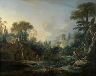 Landschap met een watermolen