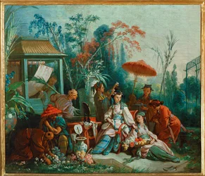 De Chinese Tuin (schilderij op doek)