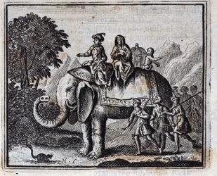 De rat en de olifant. Fabels van Jean de La Fontaine. Illustratie door François Chauveau. Editie van 1728.