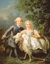 Portret van Charles Philippe van Frankrijk (1757-1836) (later Charles X) en zijn zus Marie Adelaide (1759-1802) (later Koningin van Sardinië) 1763
