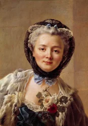 Portret van Madame Drouais, geboren Anne Françoise Doré (1732-1815), vrouw van de schilder. Schilderij door François Hubert Drouais (1727-1775)