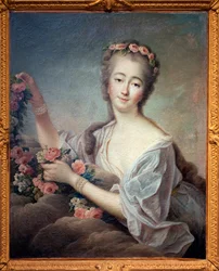 Portret van Madame du Barry als Flora (Jeanne Becu, gravin of Madame de Barry, 1743-1793) - Schilderij van Francois Hubert Drouais (1727-1775)