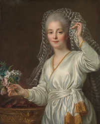 Portret van een jonge vrouw als Vestaalse maagd, 1767