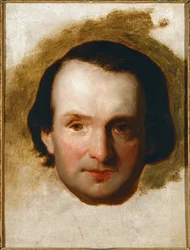 Portret van de dichter Victor Hugo, onvermurwbaar criticus en tegenstander van keizer Napoleon III, die hij Napoleon le Petit noemde ... (olieverf op doek)