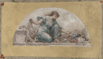 Schets voor de eetzaal van het Hôtel de Ville in Parijs: De visvangst