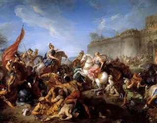 Tancrede geeft wapens aan Clorinde Illustratie voor het gedicht 