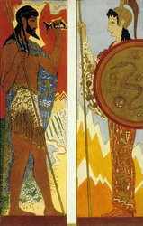 De Odyssee van Homerus: de goden Poseidon en Athena, gegraveerd door Theo Schmied, 1930-33