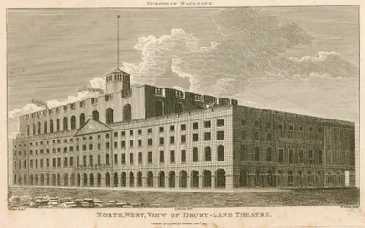 Noordwestelijke aanzicht van Drury Lane Theatre, Londen