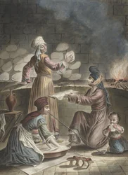 Turkse vrouwen bakken brood, 1790