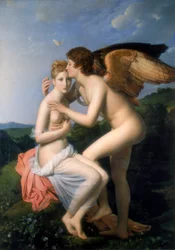 Psyche Ontvangt de Eerste Kus van Cupido