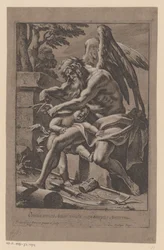 Tijd knipt de vleugels van Amor (Omnia vincit Amor, vincit mox tempus Amorem)