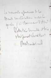 Brief met handtekening van de schrijver, geschreven in Frankfurt op weg naar Chateaubriand
