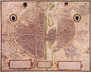 Kaart van de stad Parijs in 1540-1555