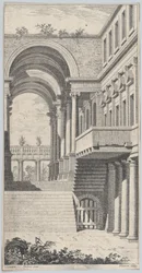 Architectonisch uitzicht met een boog.