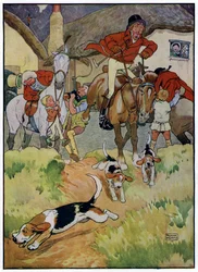 Drie vrolijke jagers (kleurenlitho)