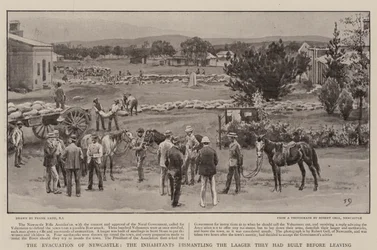 De evacuatie van Newcastle, de inwoners ontmantelen de Laager die ze hadden gebouwd voordat ze vertrokken