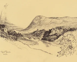Ribblesdale en Pendle Hill (litho)